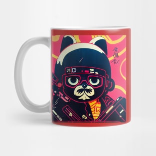 Cutest Frenchie Puppy as a 80's anime Mug